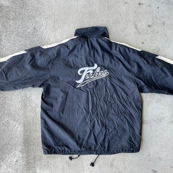 Vintage 90s Y2K Fubu Windbreaker Jacket Sz L Made in USA Embroidered Logo Zip Up - Picture 5 of 8